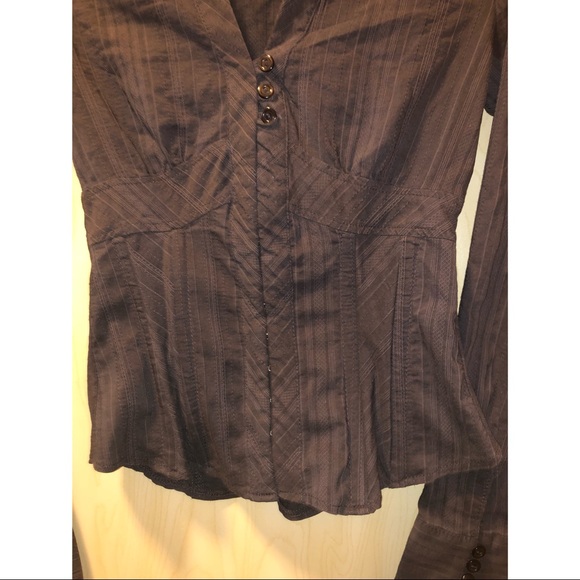 Chocolate striped/pattern button and corset blouse - Picture 3 of 6